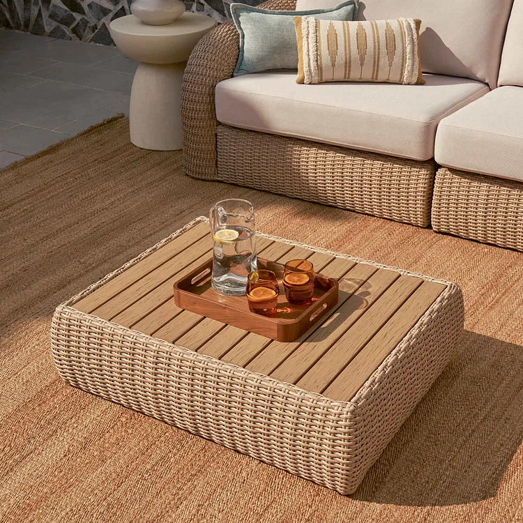 Lorna Outdoor 2-in-1 Coffee Table and Ottoman