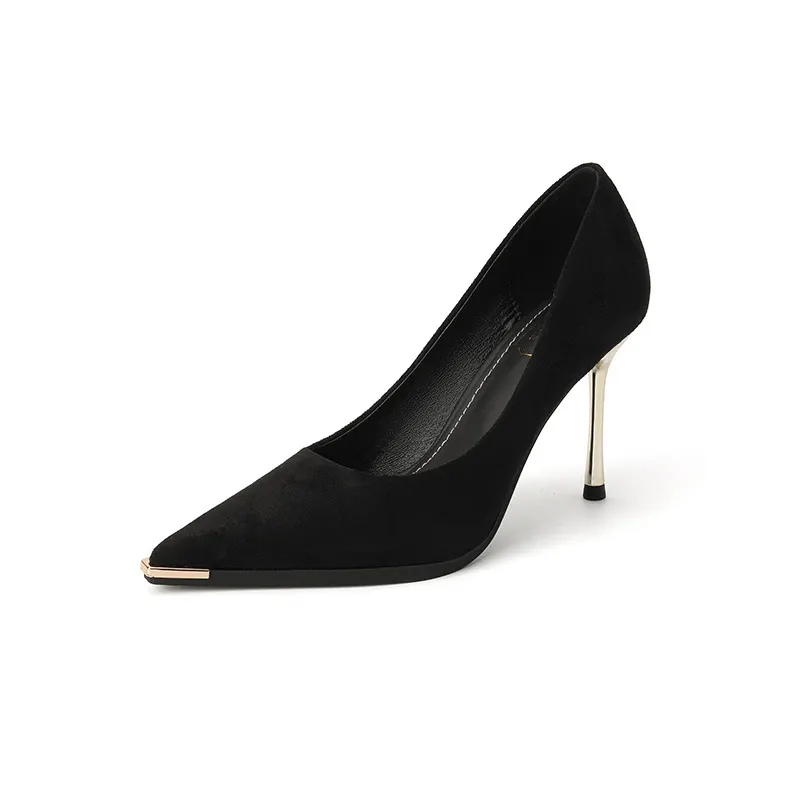 Breakj Breakj Single-Shoe Black Tip High-Heeled Women's Fine Heel New Temperament Professional Business Commuter Women's Shoes
