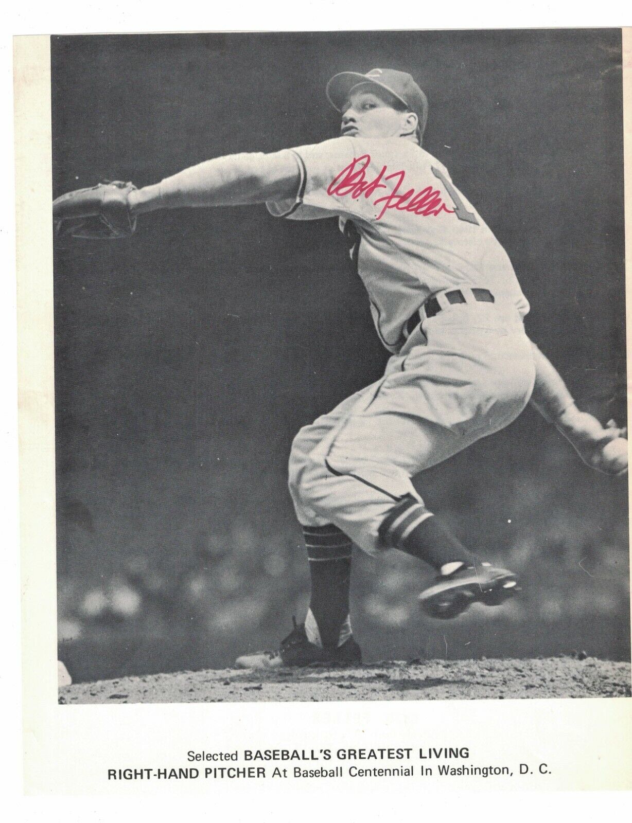 Bob Feller Cleveland Indians Signed 8 1/2 x 10