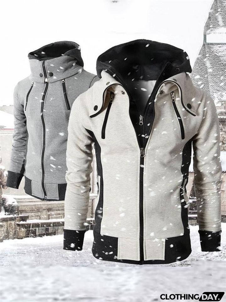 Ultra Warm Front Zip Up Collar Pocket Hooded Sweatshirt