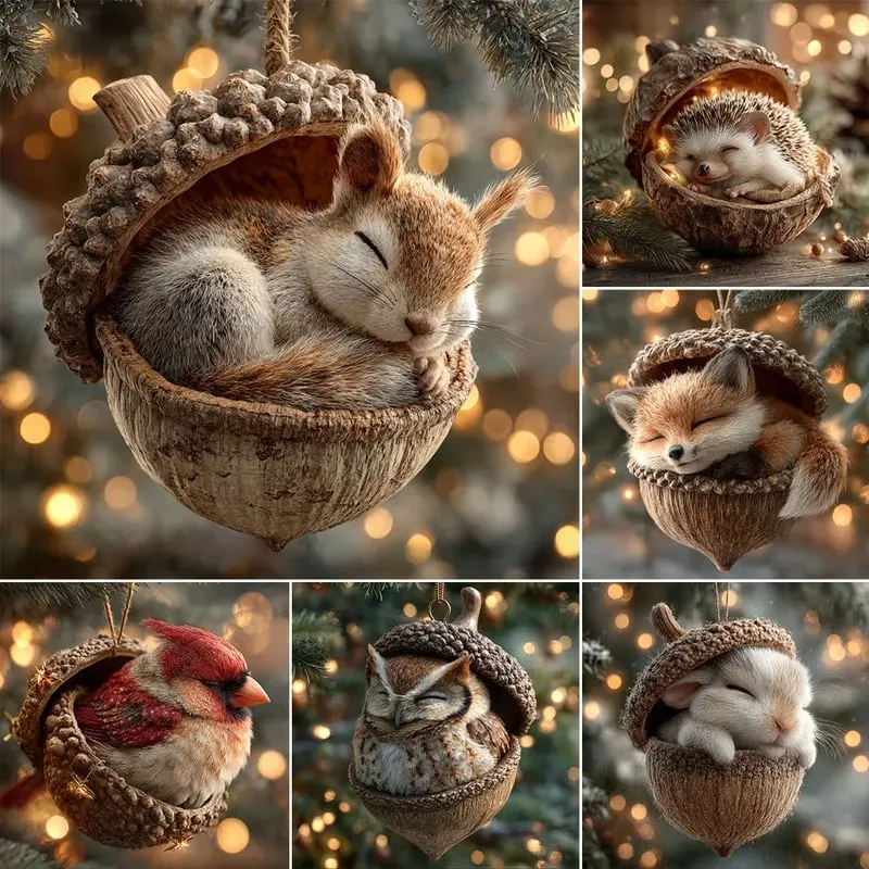 Woodland Friends Acorn Ornament Set &ndash; A Touch of Rustic Christmas Charm