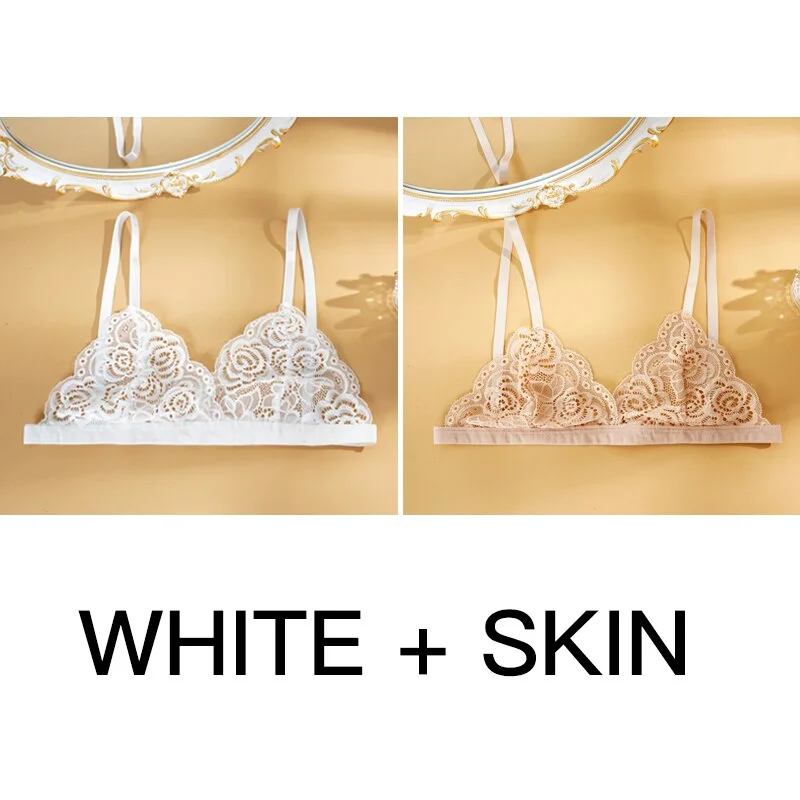 Sexy Woman Bra Floral Lace Bra Wire Free Bralette Female Unlined Breathable Lingerie Ultra-Light Adjustable Brassiere Hot 1/2pcs