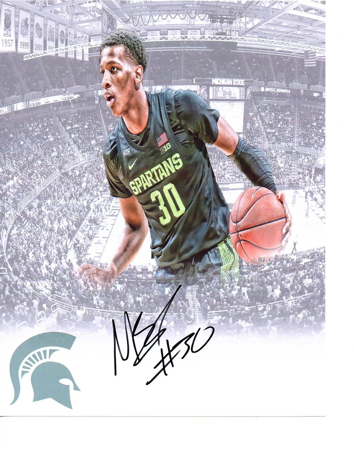 Marcus Bingham Michigan State Spartans hand autographed signed 8x10 Photo Poster painting edit f