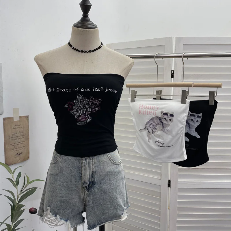 Nigikala Nigikala Diamond Tector Tset Coat Outside Wearing Bra Mat Babes Wrapped Bra Short Open Umbilly Printed Vest 8031