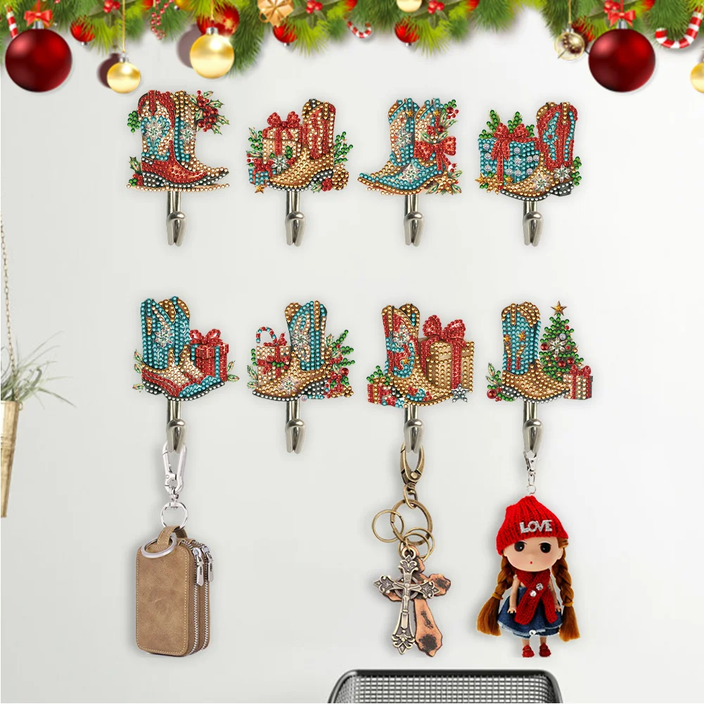 8Pcs Christmas Chelsea Boots Diamond Art Hanging Hooks Diamond Painting Hooks