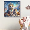 Chats-Plein diamant rond peinture-30 * 30cm