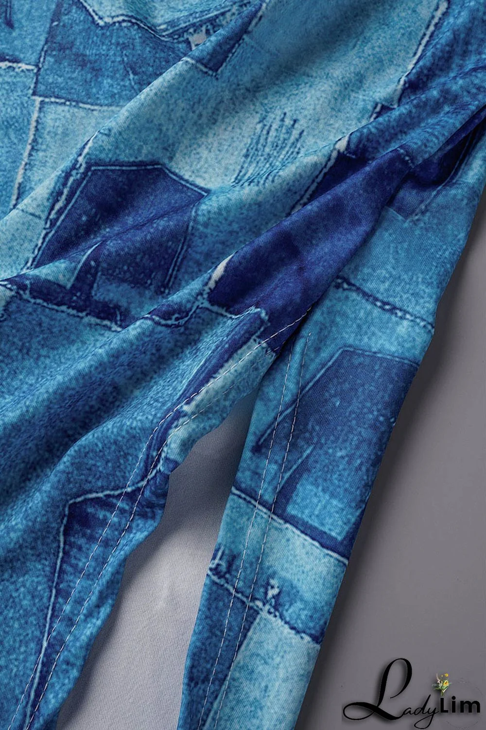 Black Casual Print Slit Oblique Collar Short Sleeve Two Pieces