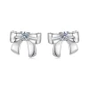 Bow Moissanite Stud Earrings 925 Sterling Silver 