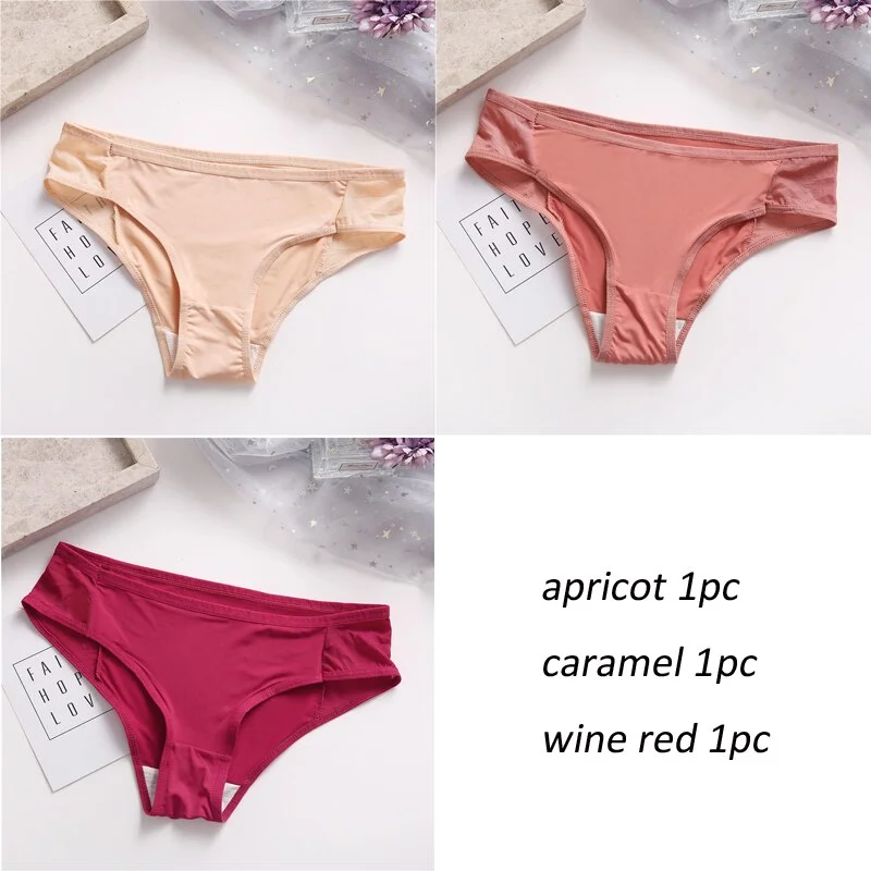 3PCS/Set Lot panties for Women Comfortable Smooth Underwear Soft Intimates Lingerie Girls Briefs Solid Color Fashion Underpants