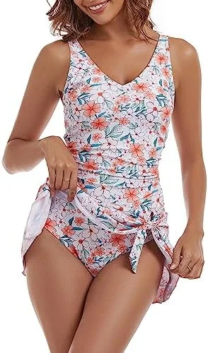 One Piece Tummy Control Swimdress for Women 