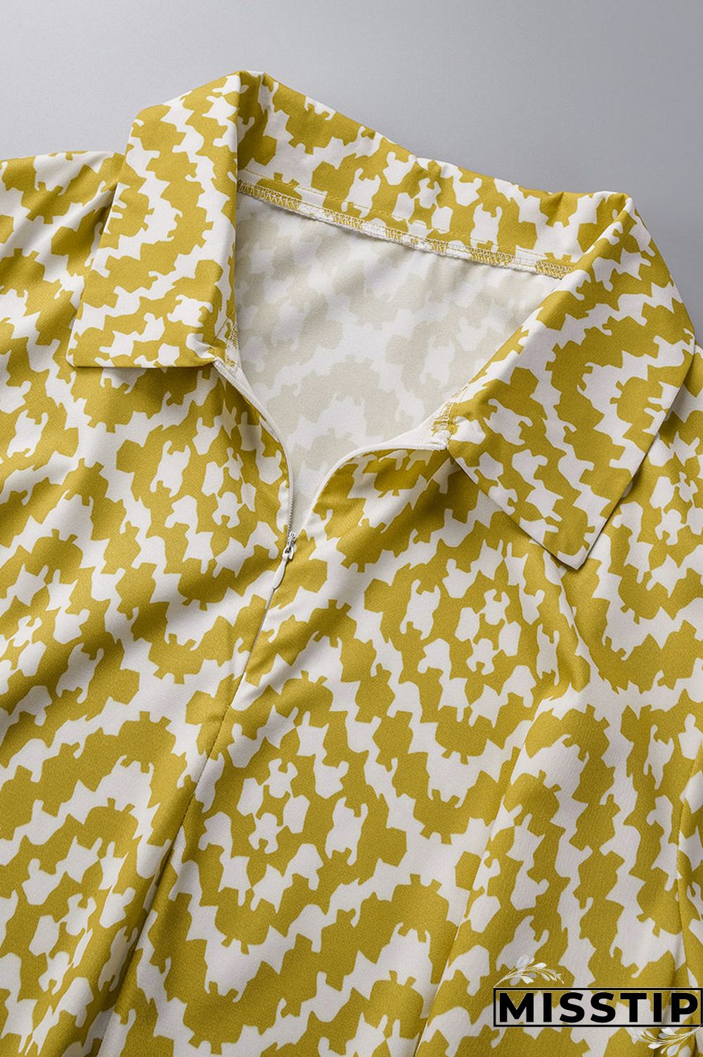 Colour Casual Print Patchwork Turndown Collar Straight Plus Size Dresses