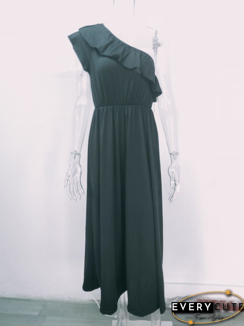 One Shoulder Wrap Waist Maxi Dress