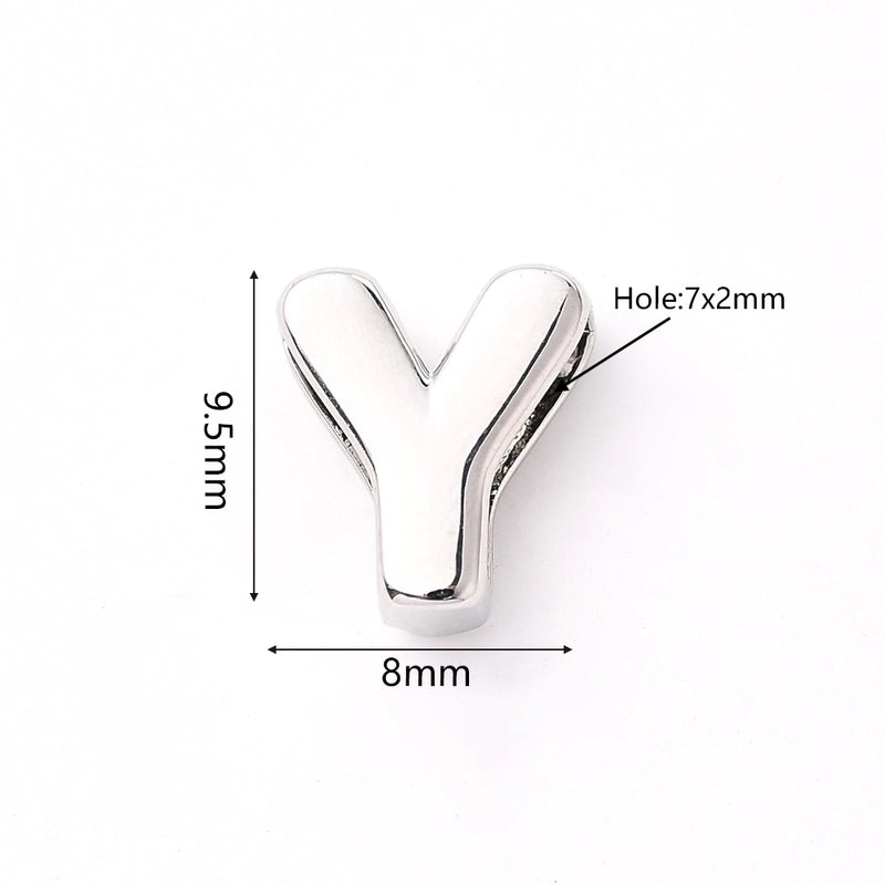 1 Pc/Package 9.5x6mm 9.5×7.5mm 9.5x8mm 7x2mm Copper White Gold Plated Letter Bubble Polished Beads