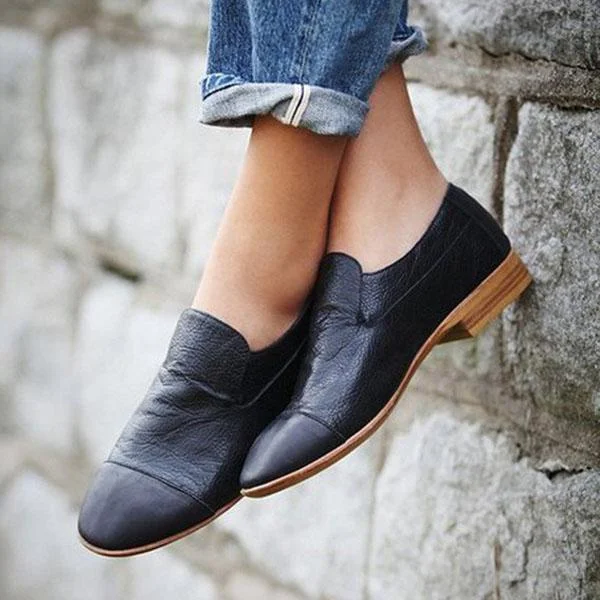Plus Size Solid Slip On Casual Low Heel Loafers