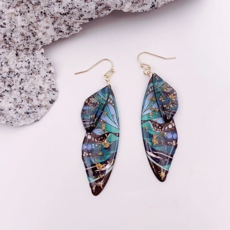 1 Pair Minimalist Wings Copper Epoxy Women’s Drop Earrings
