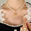 Natural Pearls A-Z Letter Pendant Necklace