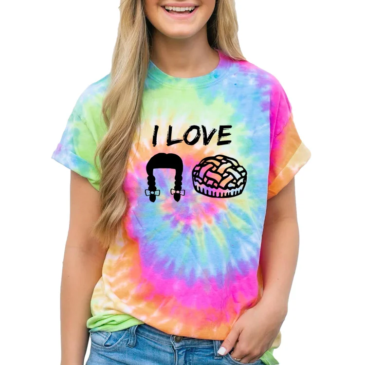Women and Men Tie Dye Tee I Love Hair Pie T Shirt - Heather Prints Shirts