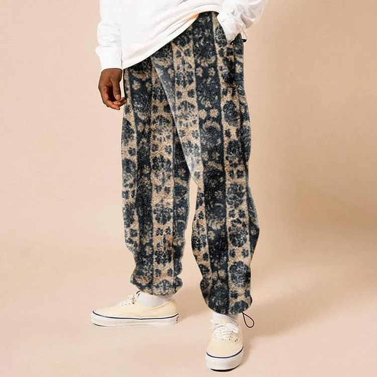 Fall/winter retro print trendy men's casual pants
