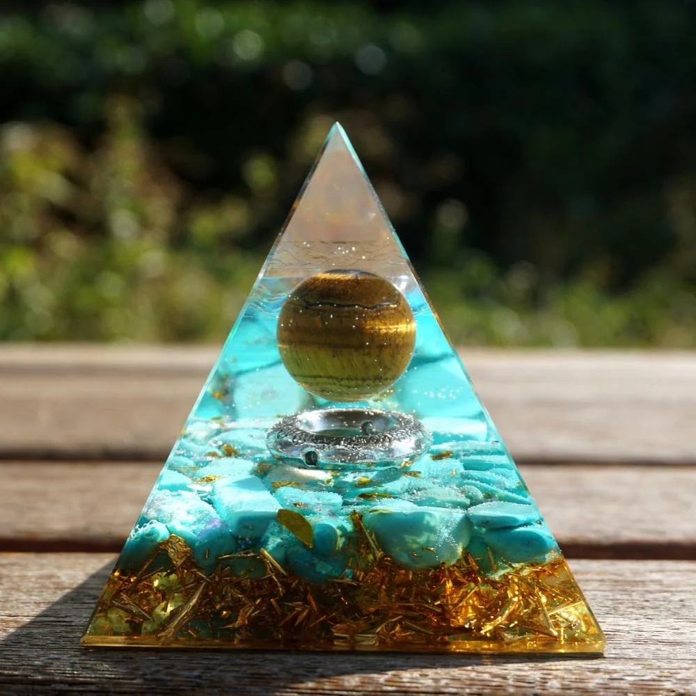 Tiger Eye Sphere Turquoise Pyramid