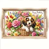 (US Local)Wooden Dog Flower 5D DIY Diamond Painting Serving Tray with Handle for Desk