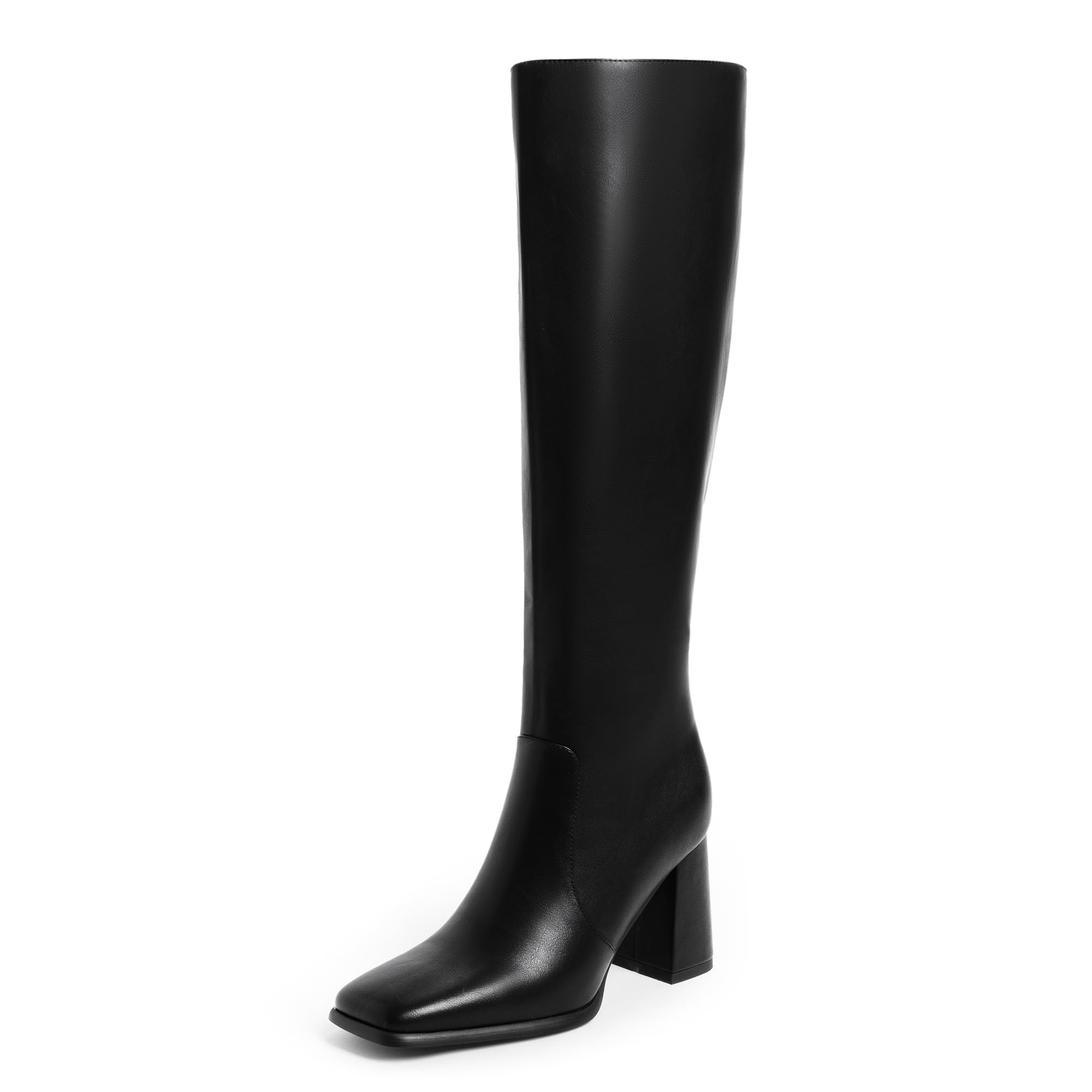 70mm Women's Knee Boots Block Chunky Heels Zipper Fashion Sexy Daily Matte Boot-MERUMOTE