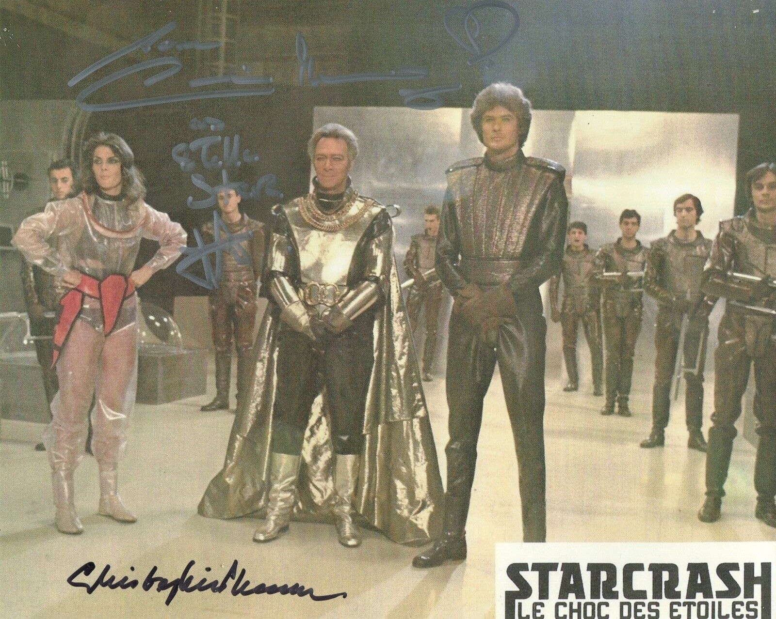 Christopher Plummer & Caroline Munro signed STARCRASH movie Photo Poster painting - UACC DEALER