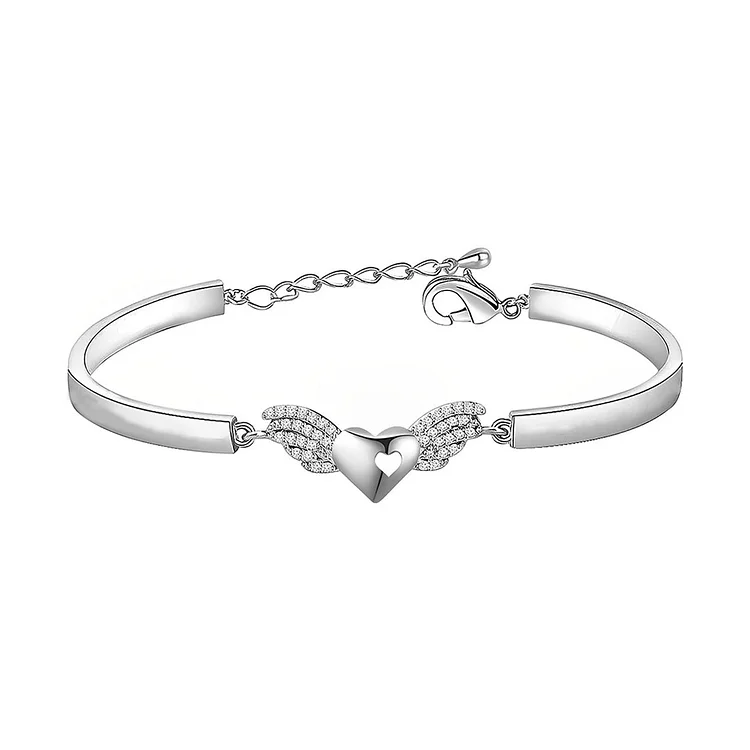 For Memorial - A piece of my heart lives in heaven With you forever Heart Wings Bracelet