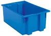Akro-Mils 35200 Nest and Stack Plastic Storage Container and Distribution Tote, (19-1/2-Inch L x 13-1/2-Inch W x 8-Inch H), Blue, (6-Pack)