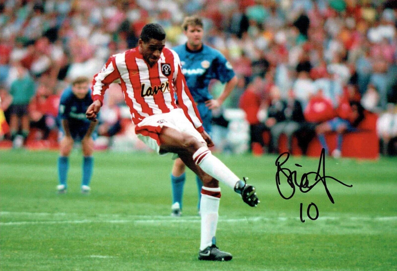 Brian DEANE Sheffield United SIGNED 16x12 Photo Poster painting AFTAL RD COA Private Signing