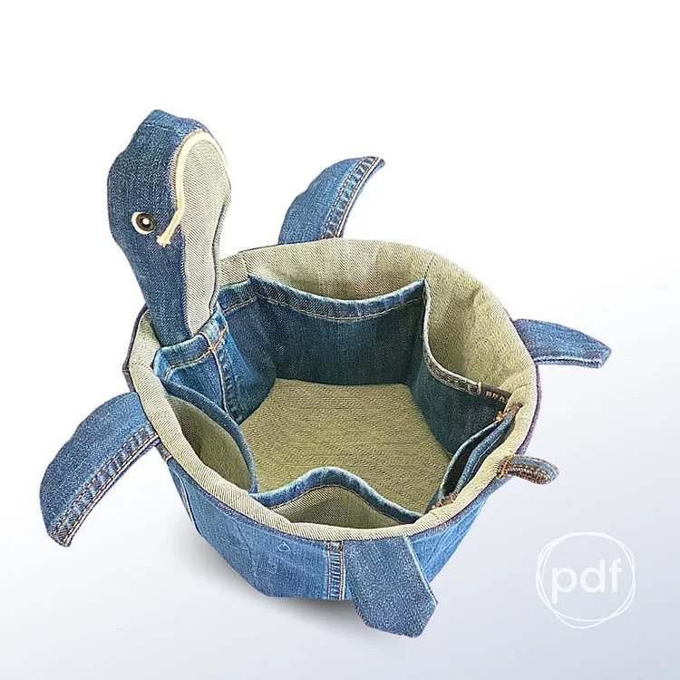 Sea Turtle Sewn and Woven Basket PDF—【Include Instructions】