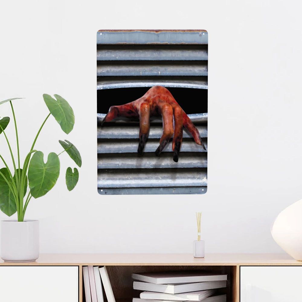 Halloween Demon in the Vent Room Decor Metal Sign 12x8 Inches