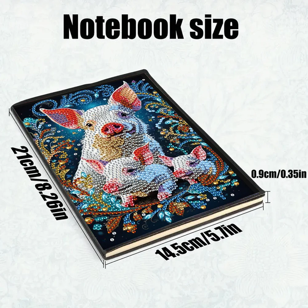 Pig Special Shaped A5 5D DIY Diamond Art Painting Notebook Kit for Friends