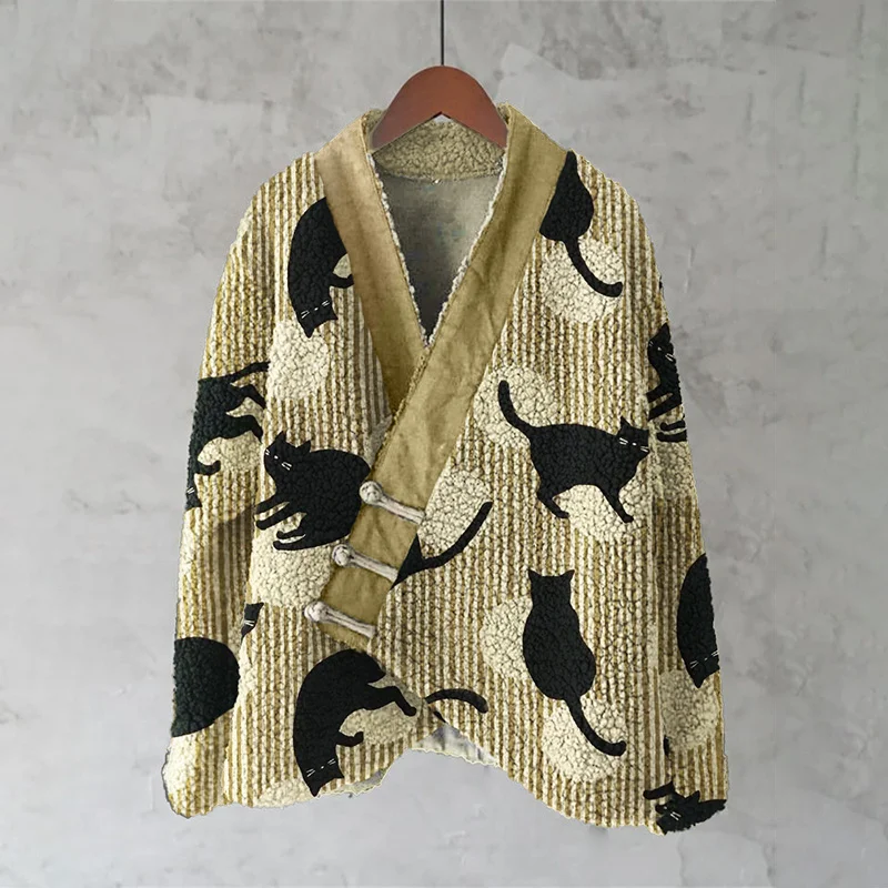 Playful Cat Japanese Pattern Women's Kimono