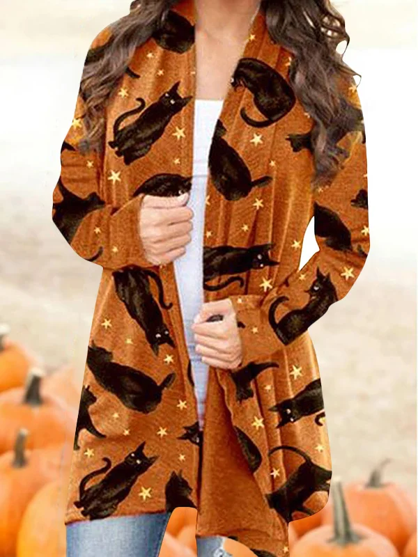 Halloween Pumpkin Ghost Casual Cardigan Jacket