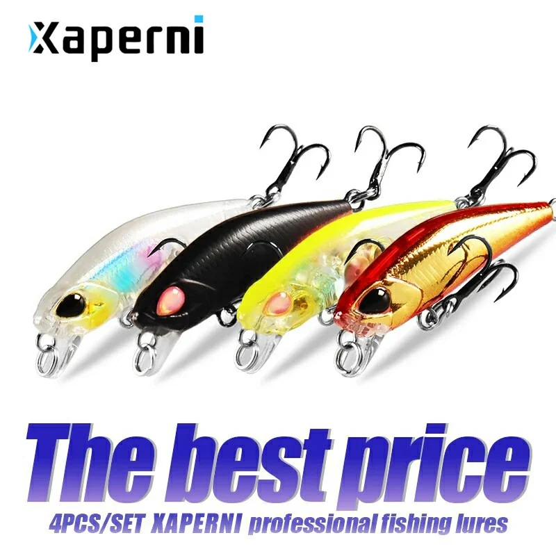 Xaperni Hot sales 4pcs/set 4.2cm 2.8g Depth 0.3-0.6m Quality Painting Small Minnow Plastic Hard Bait Fishing Wobblers