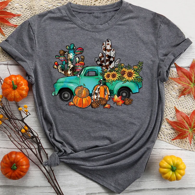 Pumpkin Cactus Fall Truck T-Shirt-010580