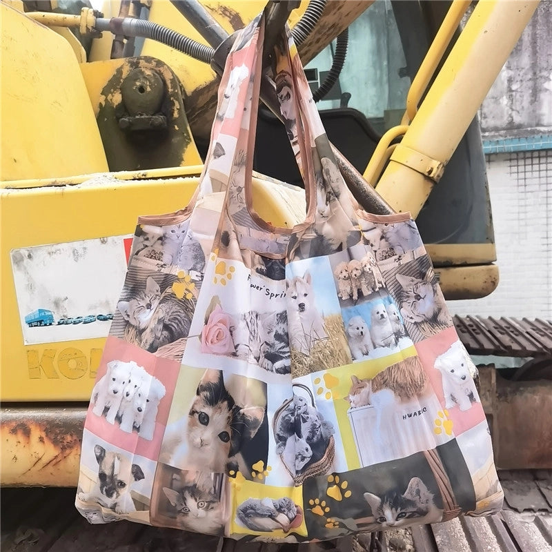 Spot Japanese Printed Environmental Bag Large 210T Supermarket Folding Shopping Bag Thickened Tote Bag Shopping Bag