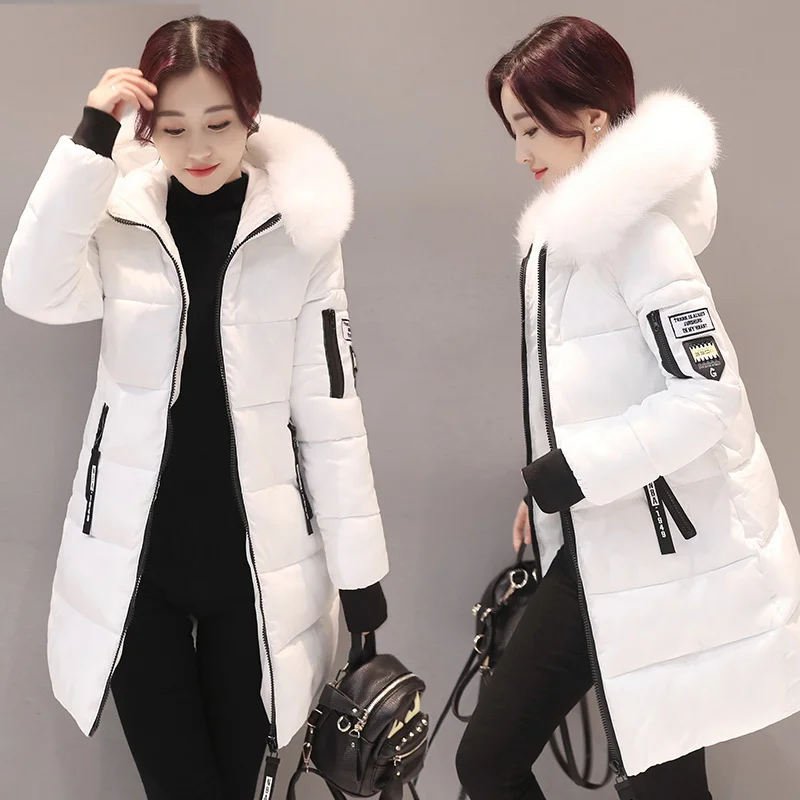 Woherb Cotton-Padded Jacket Female 2024 Winter Dress New Korean Version Of Fashion Long Cotton-Padded Jacket Female Large Size Slim Hooded Coat Female Cotton-Padded Jacket-Outfit Ideas