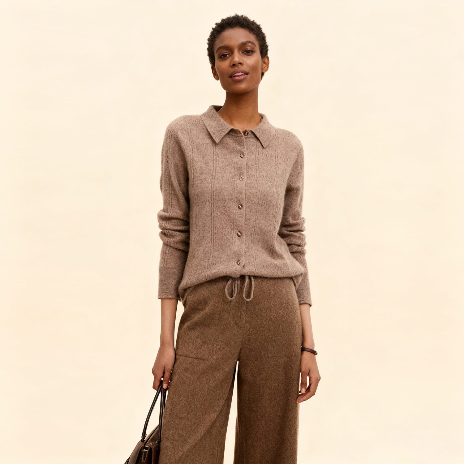 Invisible Line Pattern Women's Cashmere Sweater REAL SILK LIFE