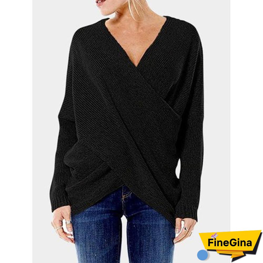 Fashion Inclined Plane Irregular Hem Sweater Pullover