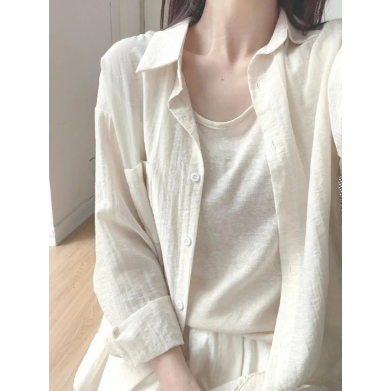 Uveng Uveng Apricot Thin Sunscreen Long-Sleeved Shirt Women's Summer Dress New Loose Thin Shirt Folded Coat