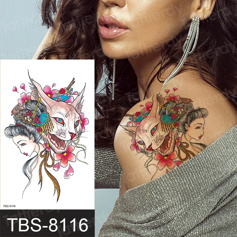 temporary tattoo phoenix dragon cats animals sexy tatoo for women girls arm shoulder tattoo sleeve back body art water transfer