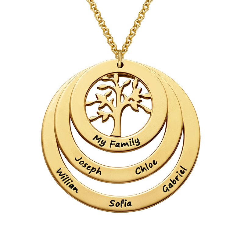 Gold-plated circles necklace with tree of life for Grandma