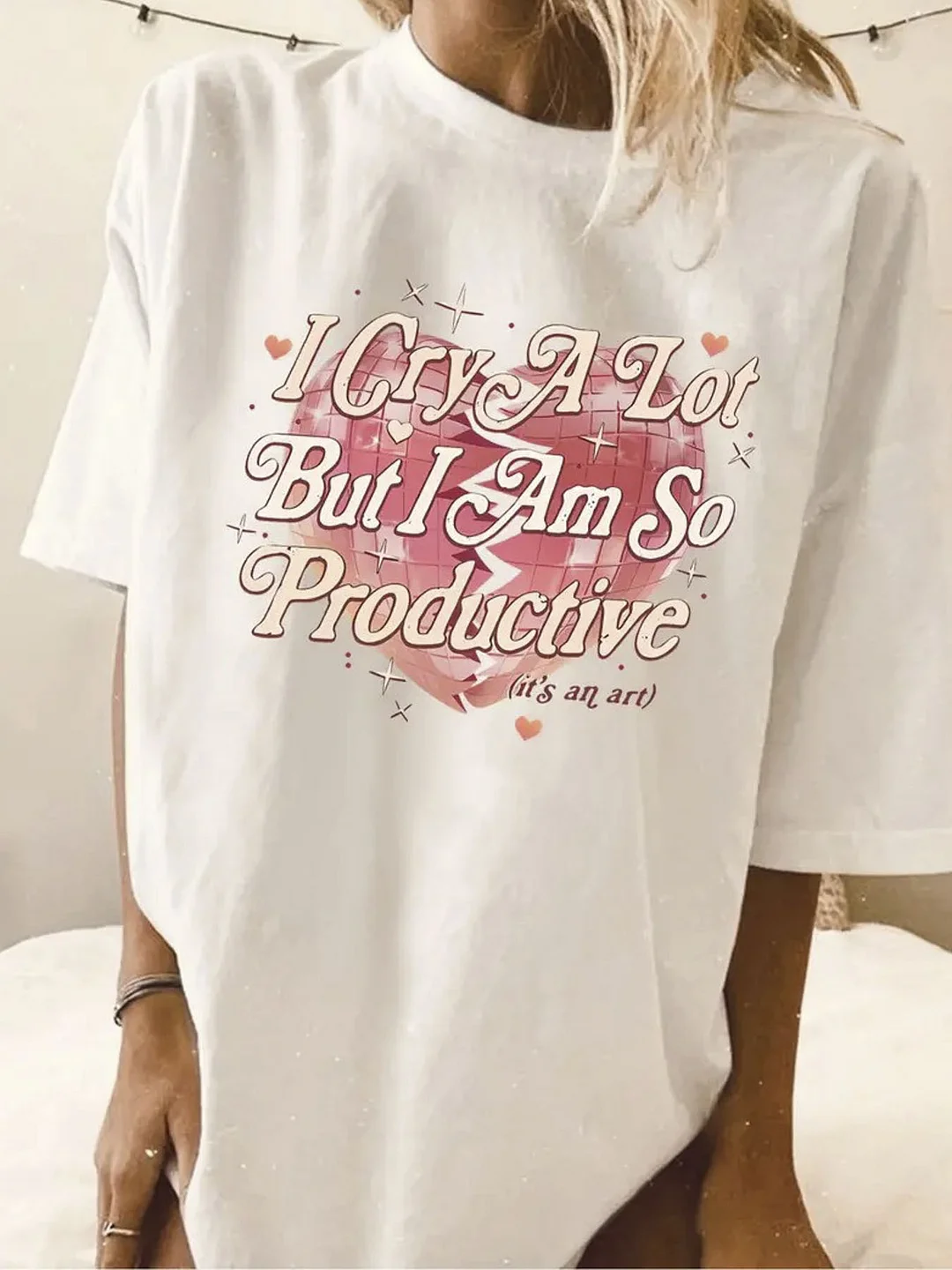 100% Pure, I Am Very Efficient Slogan Pattern Printed T-Shirt, Spring And Summer Round Neck Short Sleeved Women's T-Shirt, Pure Breathable Casual Sports Top, Holiday Gift W | IFYHOME
