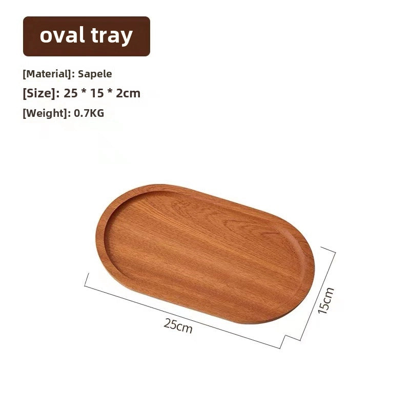 Japanese-style Oval Wooden Tray Solid Wood Rectangular Plate Black Walnut Afternoon Tea Coffee Tray Exquisite Small Tray