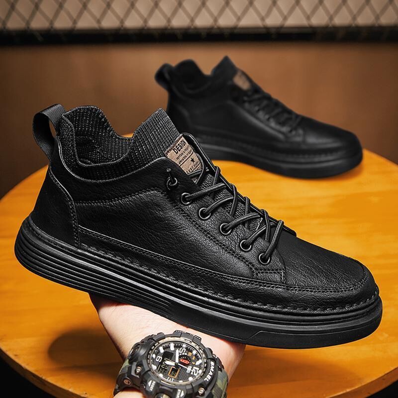 Fransikin Men's Casual Shoes Classics Leather Walking Sneakers Black Quality Business WorkShoes Vulcanize Shoe Men Driving Shoes Moccasins