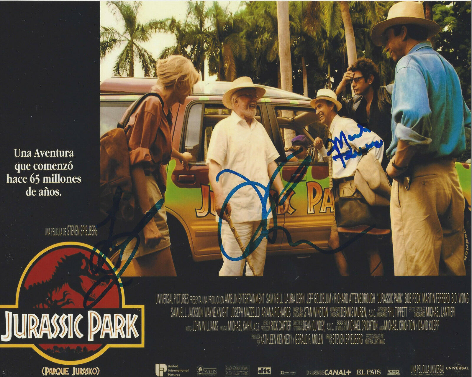 JEFF GOLDBLUM LAURA DERN MARTIN FERRERO SIGNED JURASSIC PARK 8x10 Photo Poster painting X3 COA