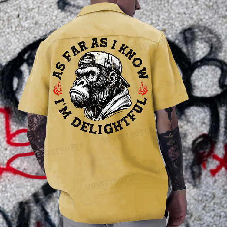 As Far As I Know I'm Delightful Reversible Printed Button Up Shirt