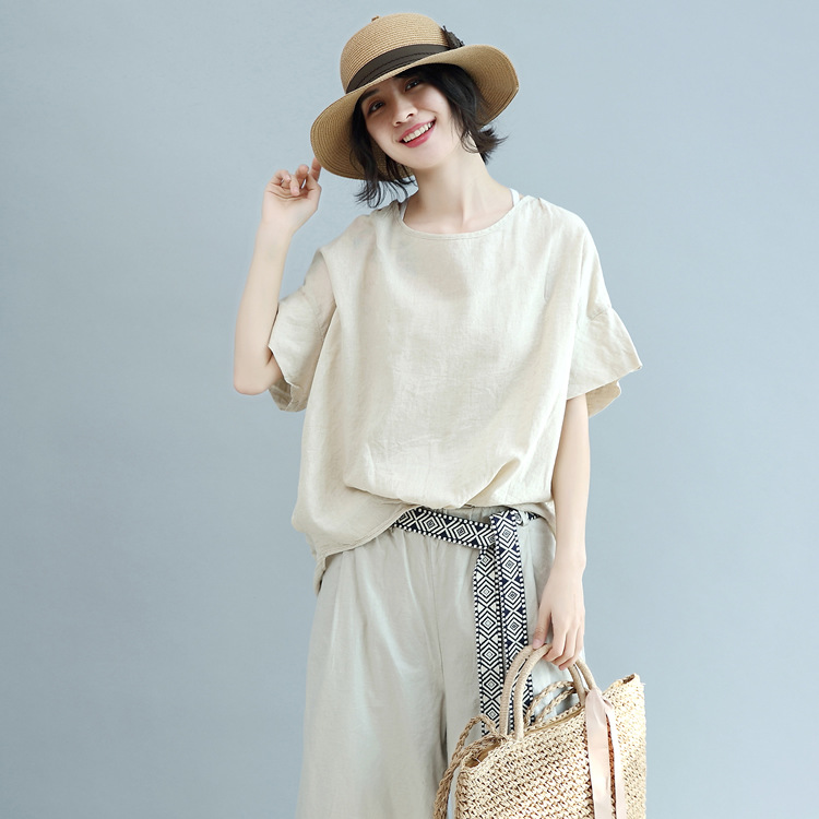 Women's New Korean Style Large Size Loose Pleated T-shirts