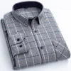 Pure cotton plaid casual square collar pocket long sleeve shirt